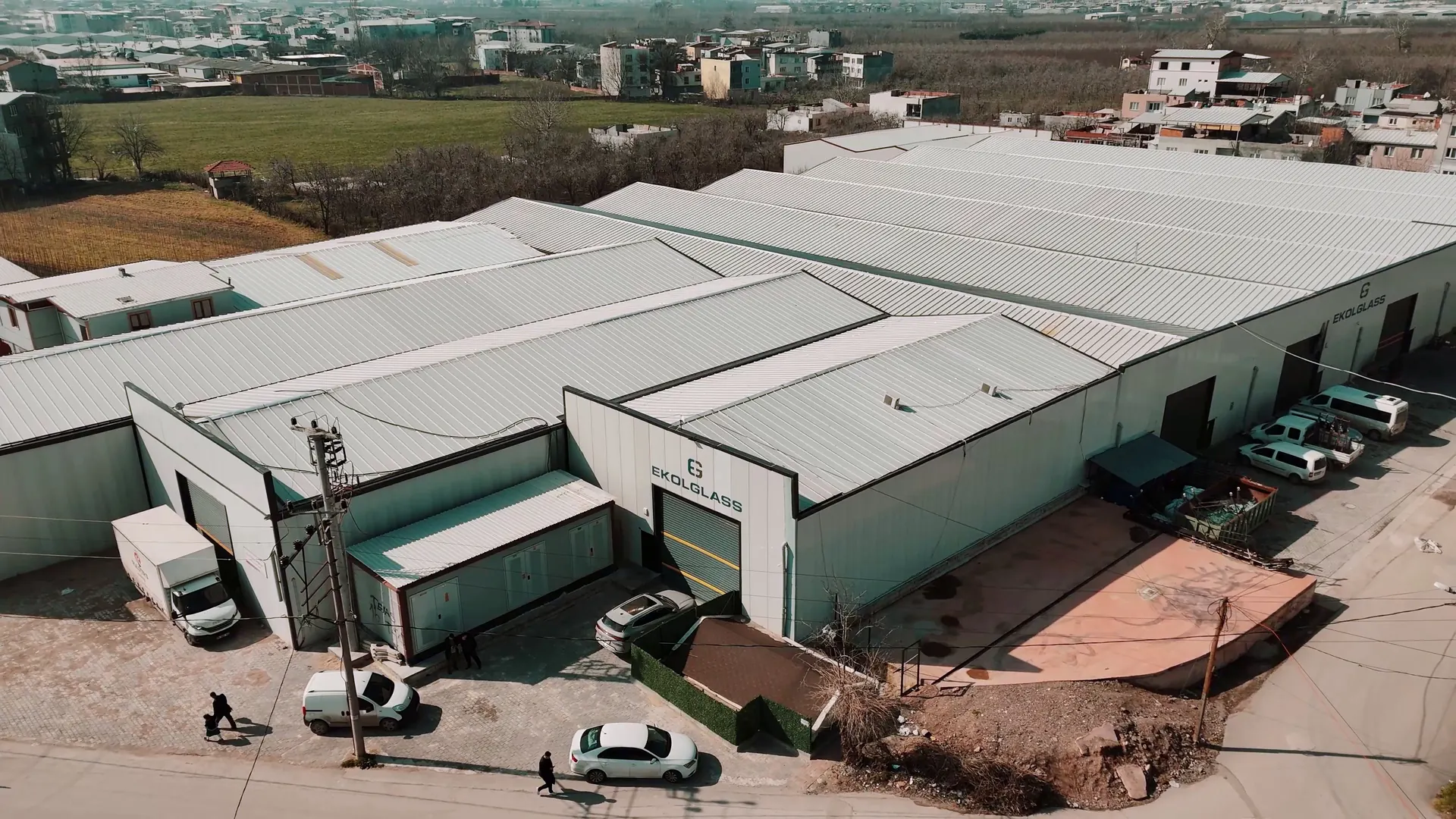 Ekol Glass Bursa fabrikasının havadan görünümü